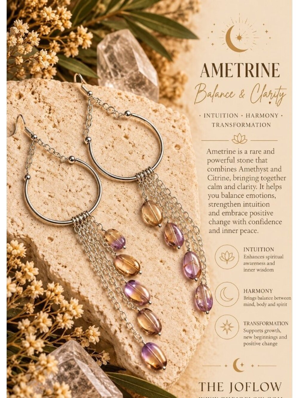 925 Balance of Duality Ametrine Long Dangle Earrings